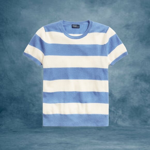 Polo Ralph Lauren Sweaters - Striped Cashmere Short-Sleeve Sweater